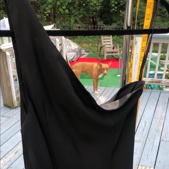 B Moss size 14  black one shoulder dress lined ,semi sheer detail NWOT - Picture 8 of 15